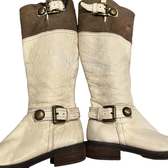 Manas Tall Fold-Down Faux Fur Lined Leather Boots, Sz 38 - Picture 10 of 16